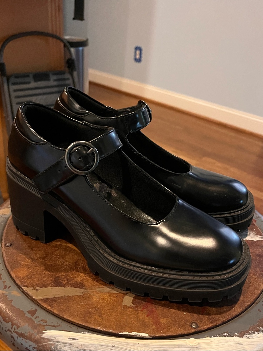Black Y2K Seychelles platform Mary Janes